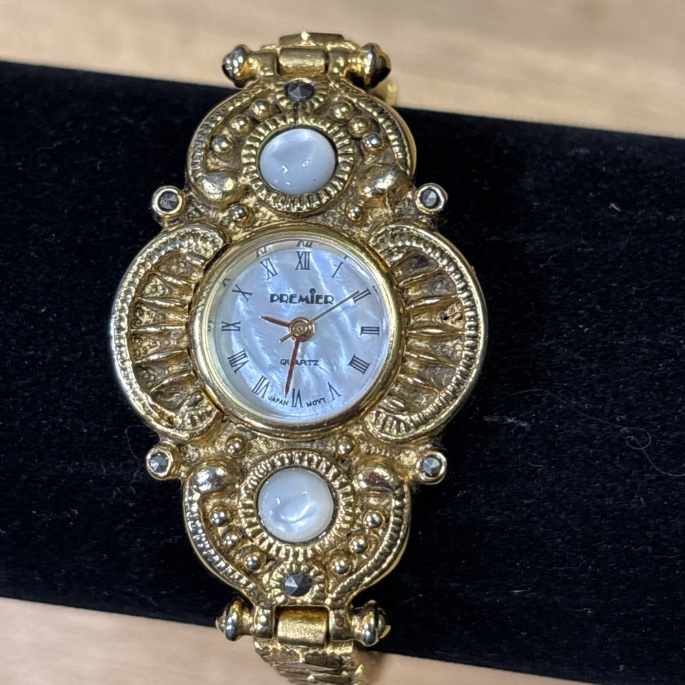 Vintage Premier Designs Quartz Watch Victorian Revival Iridescent Cabochon